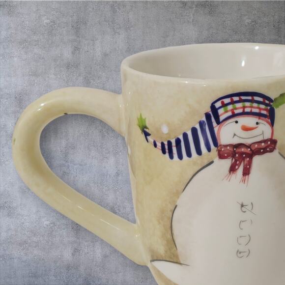 Oneida 3 piece set  Snowmates Cream  Christmas Bowl Plate Cup Earthenware - Picture 4 of 9